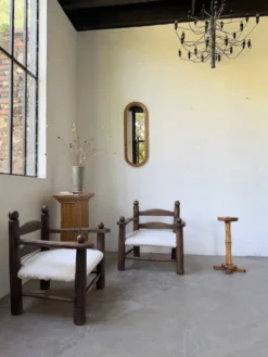 Miroir osier tressé Italie années 60 ovale