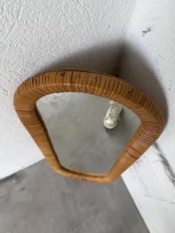Miroir osier tressé Italie années 60 ovale
