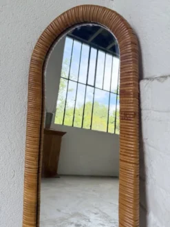 Miroir osier tressé Italie années 60 ovale
