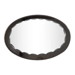 Miroir oval art deco un fond miroir fumé et un miroir par dessus biseauté 58x81cm