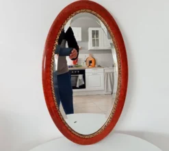 Miroir ovale ancien glace biseautée