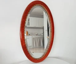 Miroir ovale ancien glace biseautée