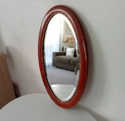 Miroir ovale ancien glace biseautée