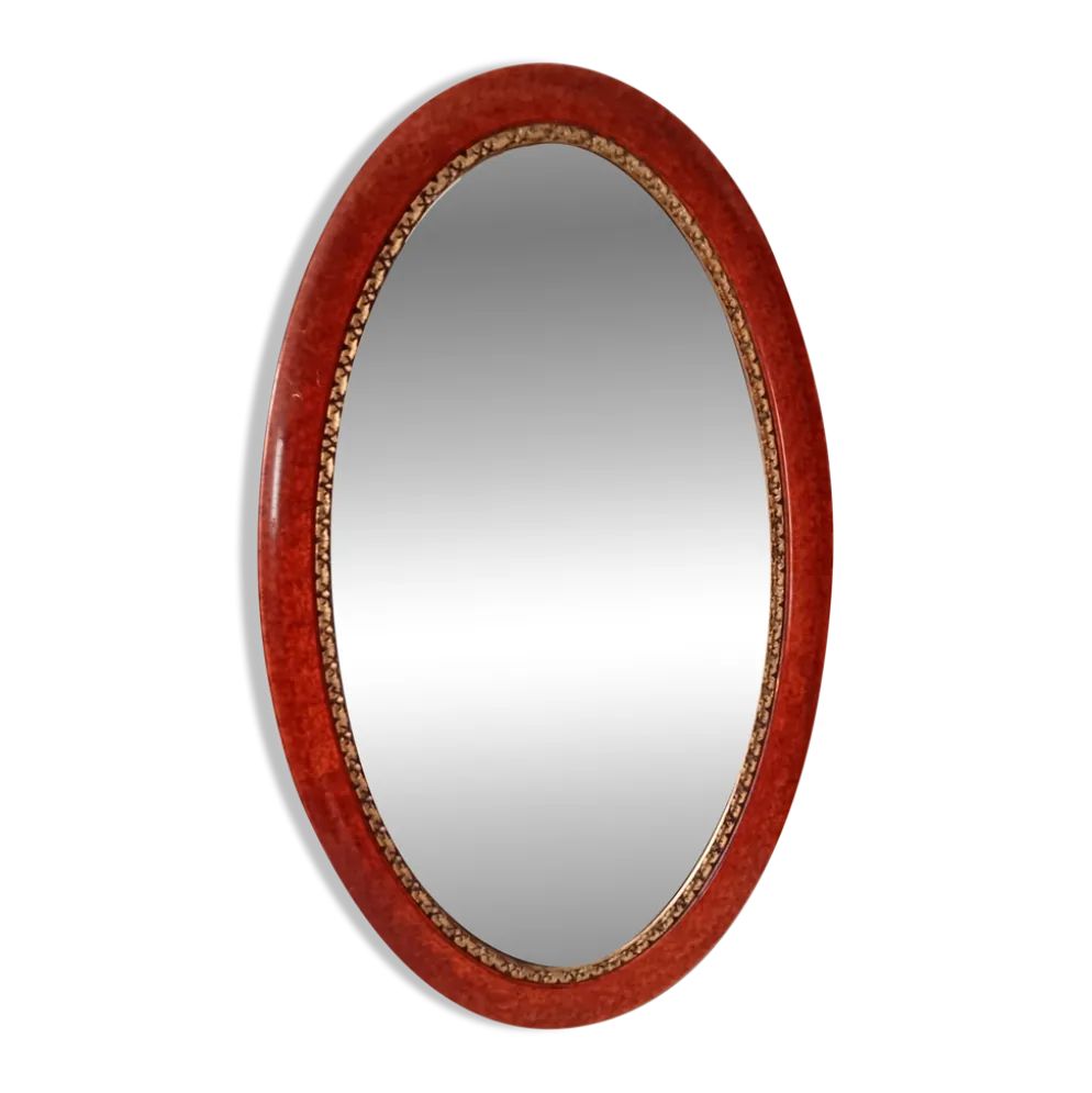 Miroir ovale ancien glace biseautée