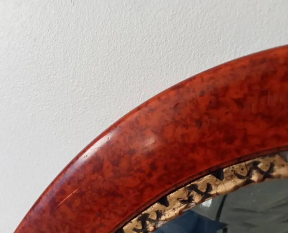 Miroir ovale ancien glace biseautée