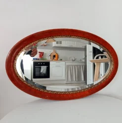Miroir ovale ancien glace biseautée