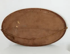 Miroir ovale ancien glace biseauté en bois et stuc XIXeme