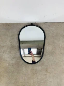 Miroir ovale années 50 fer forgé et laiton