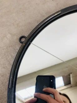 Miroir ovale années 50 fer forgé et laiton