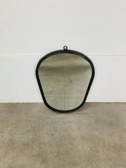 Miroir ovale années 50 fer forgé et laiton