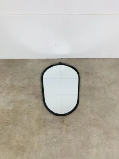 Miroir ovale années 50 fer forgé et laiton