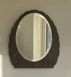 Miroir ovale Art Déco en bois de palissandre