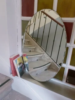 Miroir ovale biseauté Art Déco