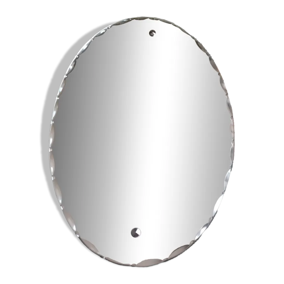 Miroir ovale biseauté Art Déco