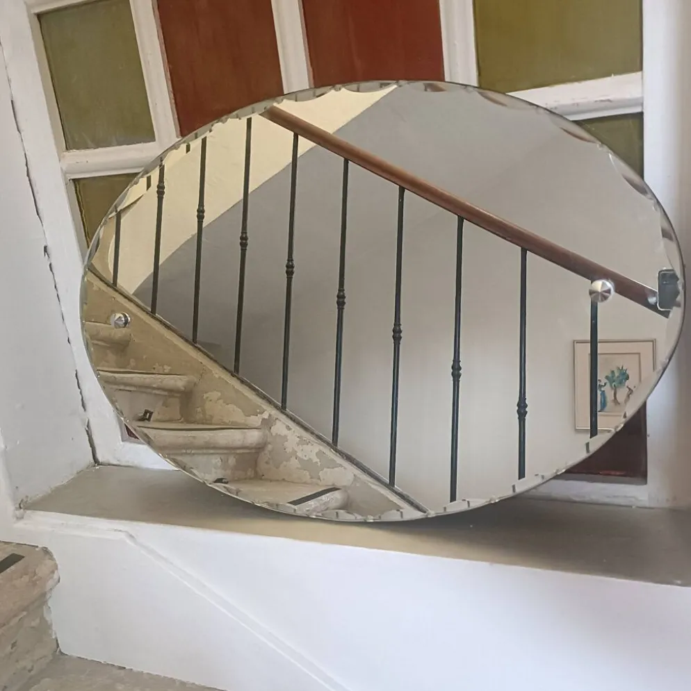 Miroir ovale biseauté Art Déco