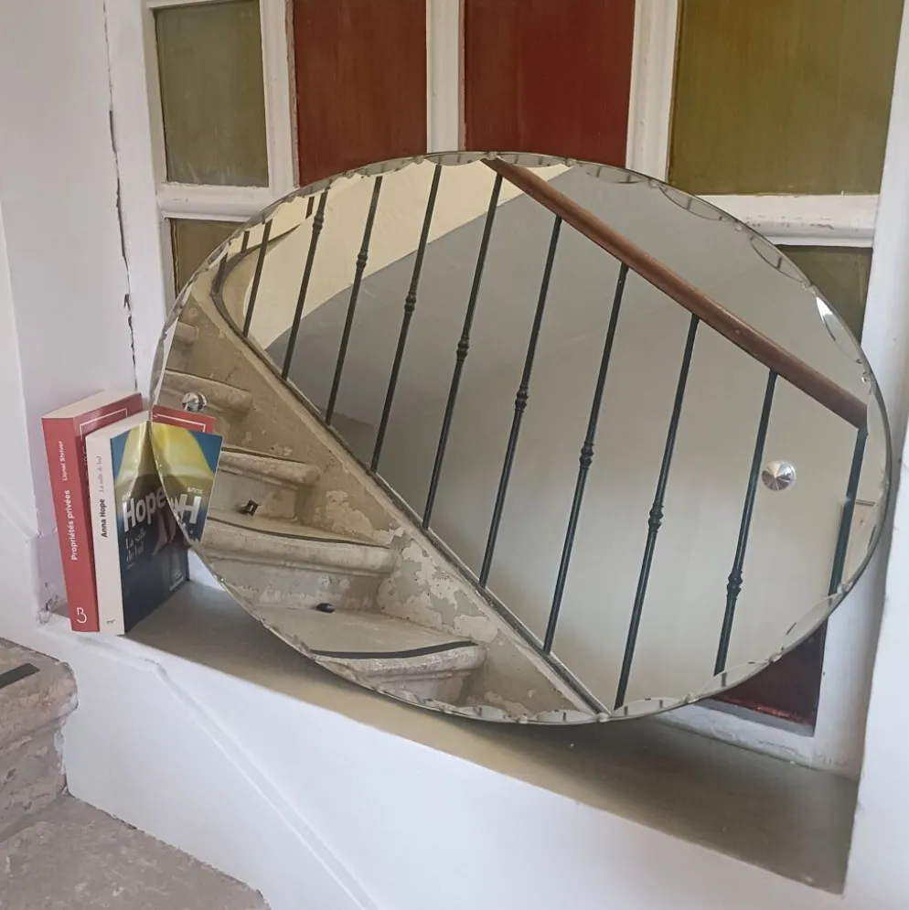 Miroir ovale biseauté Art Déco