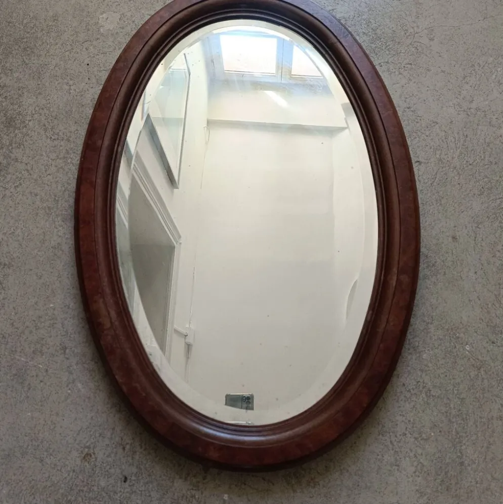 Miroir ovale biseauté Art Déco