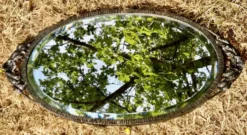 Miroir ovale biseauté art déco fer forgé richement travaillé