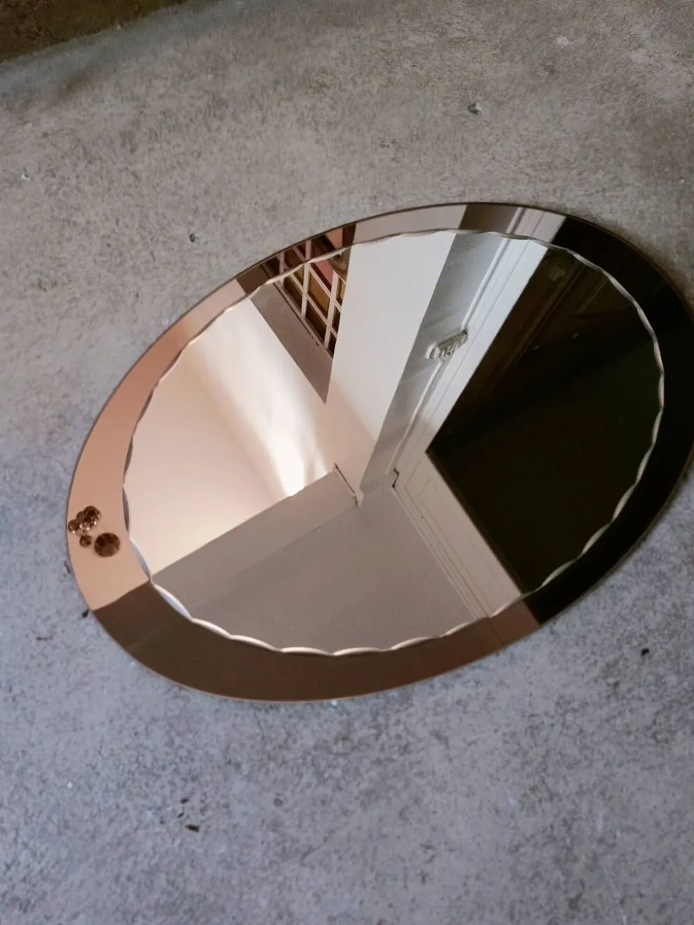 Miroir ovale biseauté seventies