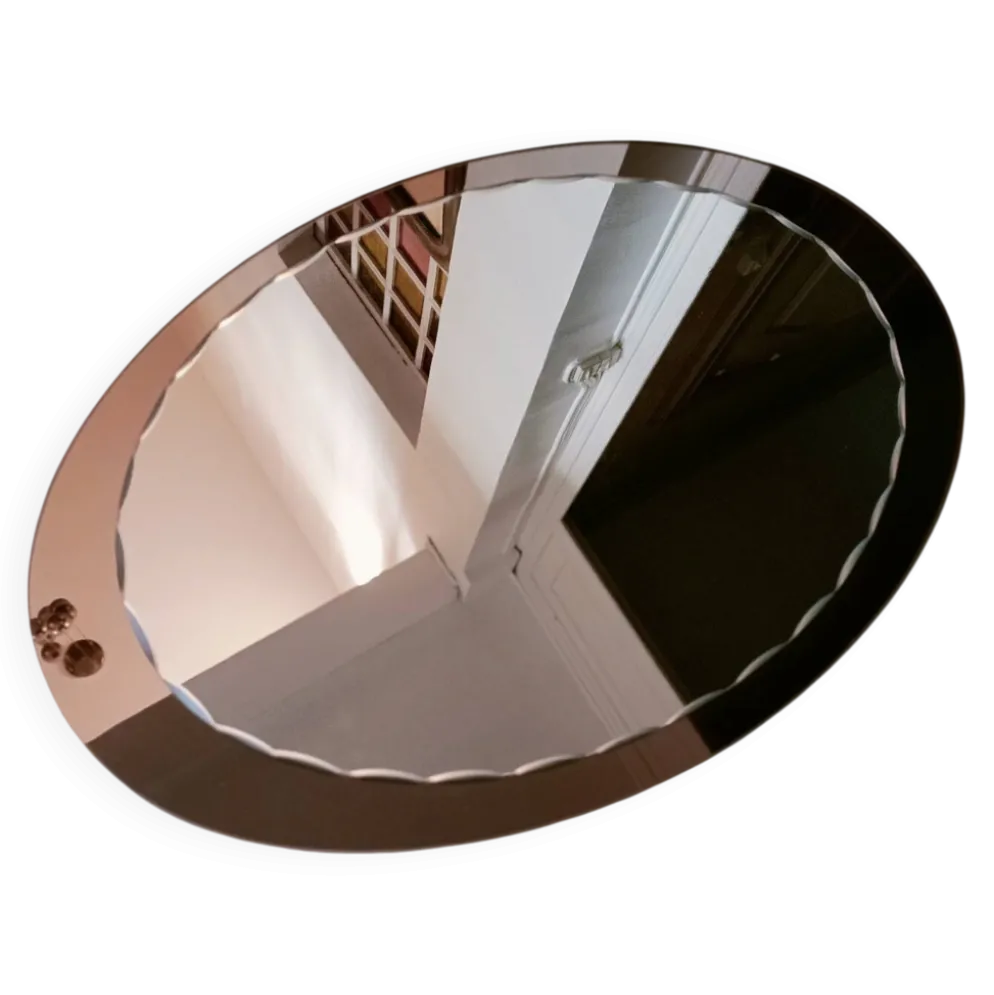 Miroir ovale biseauté seventies