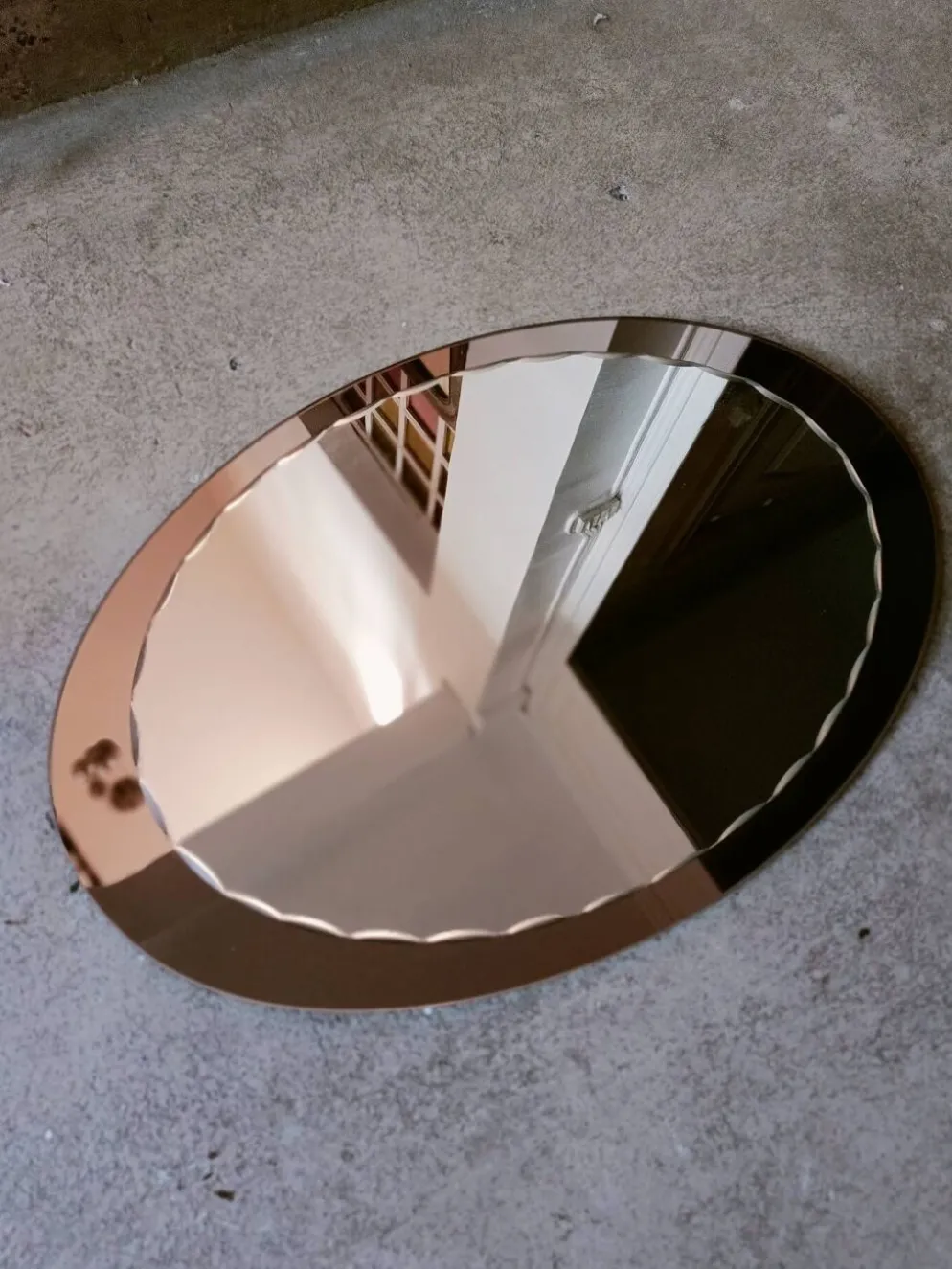 Miroir ovale biseauté seventies