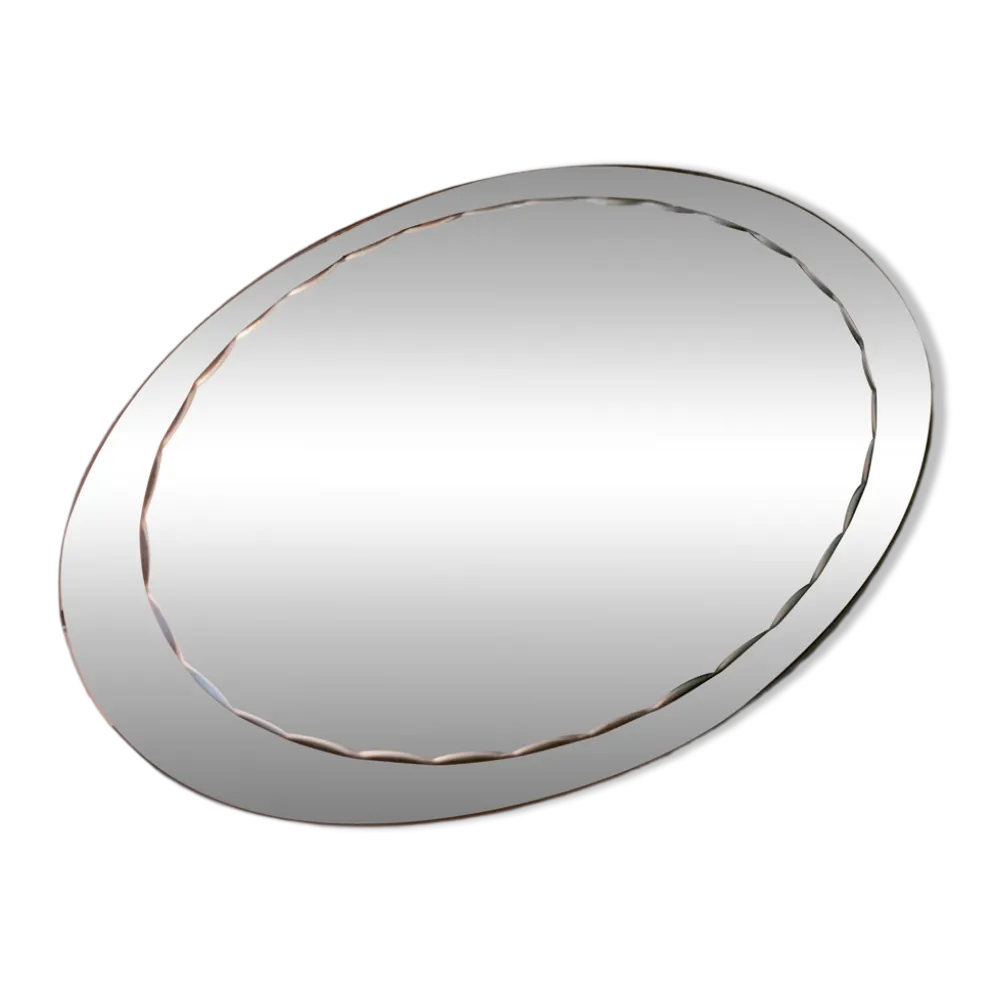 Miroir ovale biseauté seventies