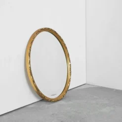 Miroir ovale bois doré Wood Wood années 1960