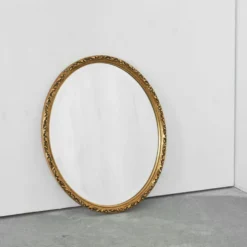 Miroir ovale bois doré Wood Wood années 1960