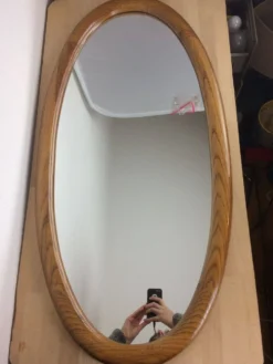 Miroir ovale cerclage bois massif 93 x 46 cm