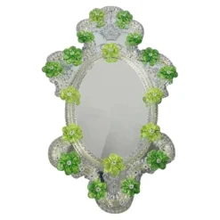 Miroir ovale contemporain en bois sculpté à la main par Simoeng