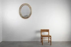 Miroir ovale doré de style mid-century par Deknudt, Belgique, années 1980.