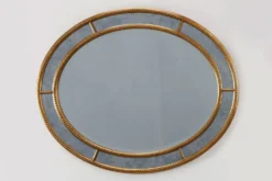 Miroir ovale doré de style mid-century par Deknudt, Belgique, années 1980.