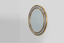 Miroir ovale doré de style mid-century par Deknudt, Belgique, années 1980.