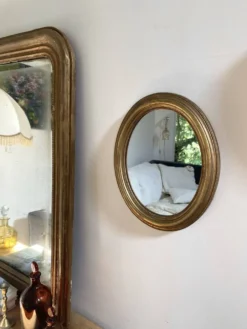 Miroir ovale en bois doré, style Napoléon III