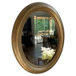 Miroir ovale en bois doré, style Napoléon III