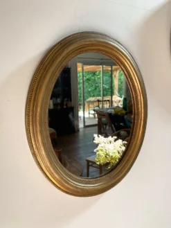 Miroir ovale en bois doré, style Napoléon III