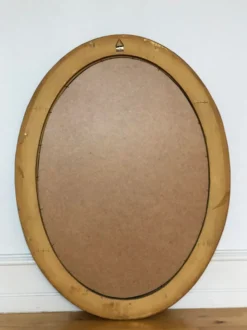 Miroir ovale en bois doré vintage – Hollywood Regency, Belgique, années 1970