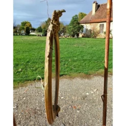 Miroir ovale en bois et stuc doré 19ème