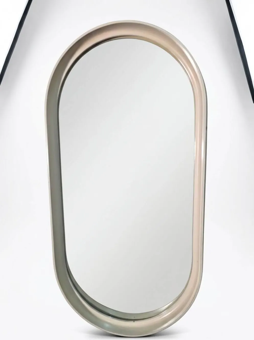 Miroir ovale en laqué blanc des années 70