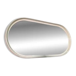 Miroir ovale en laqué blanc des années 70