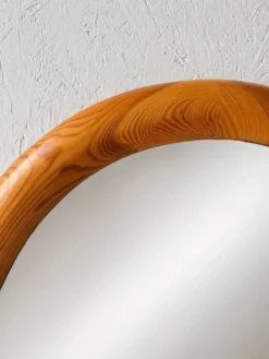 Miroir ovale en pin Glasmaster Markaryd Suède années 1970