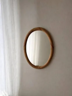 Miroir ovale en pin Glasmaster Markaryd Suède années 1970