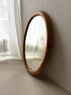 Miroir ovale en pin Glasmaster Markaryd Suède années 1970
