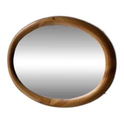 Miroir ovale en pin Glasmaster Markaryd Suède années 1970