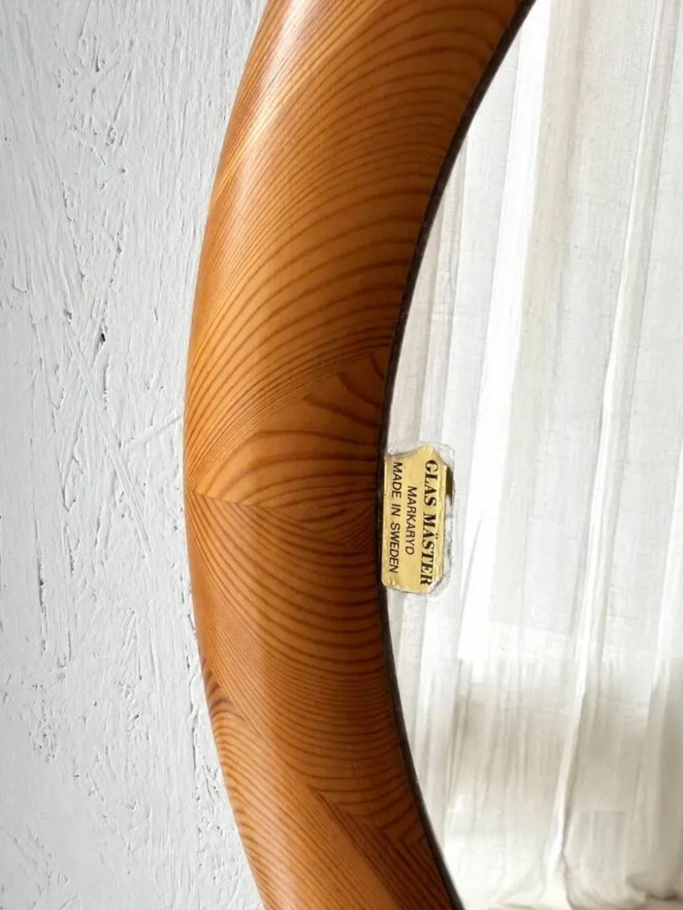 Miroir ovale en pin Glasmaster Markaryd Suède années 1970