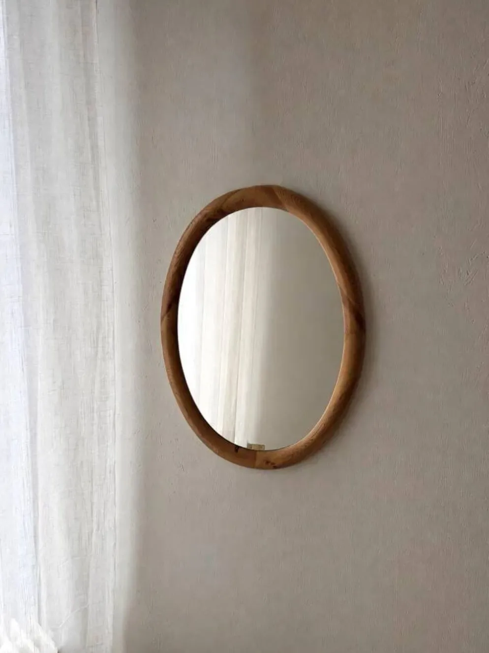 Miroir ovale en pin Glasmaster Markaryd Suède années 1970