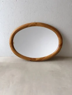 Miroir ovale en pin Glasmaster Markaryd Suède années 1970