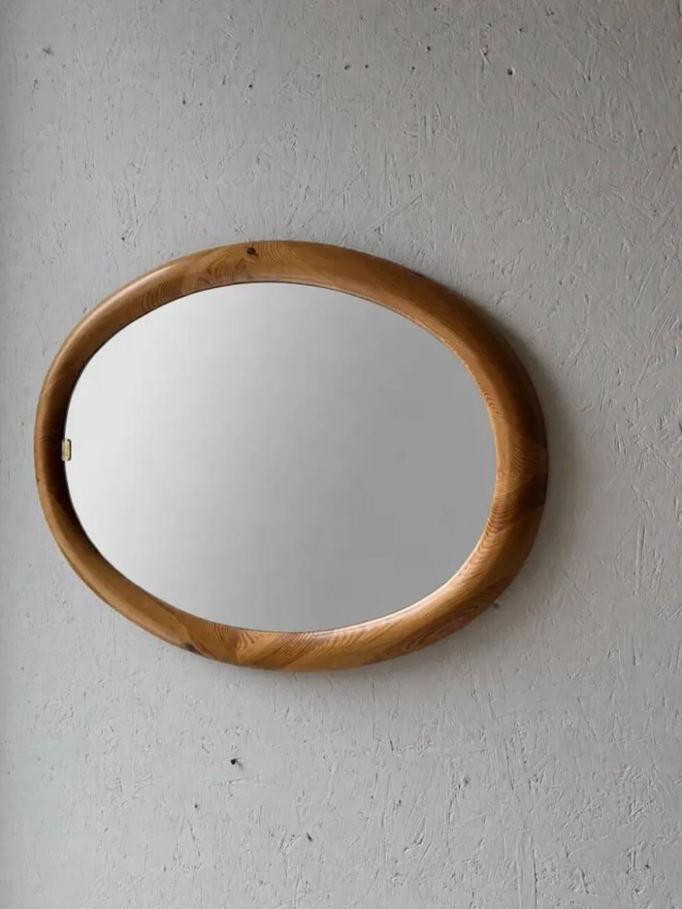 Miroir ovale en pin Glasmaster Markaryd Suède années 1970