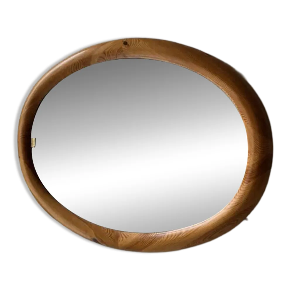 Miroir ovale en pin Glasmaster Markaryd Suède années 1970