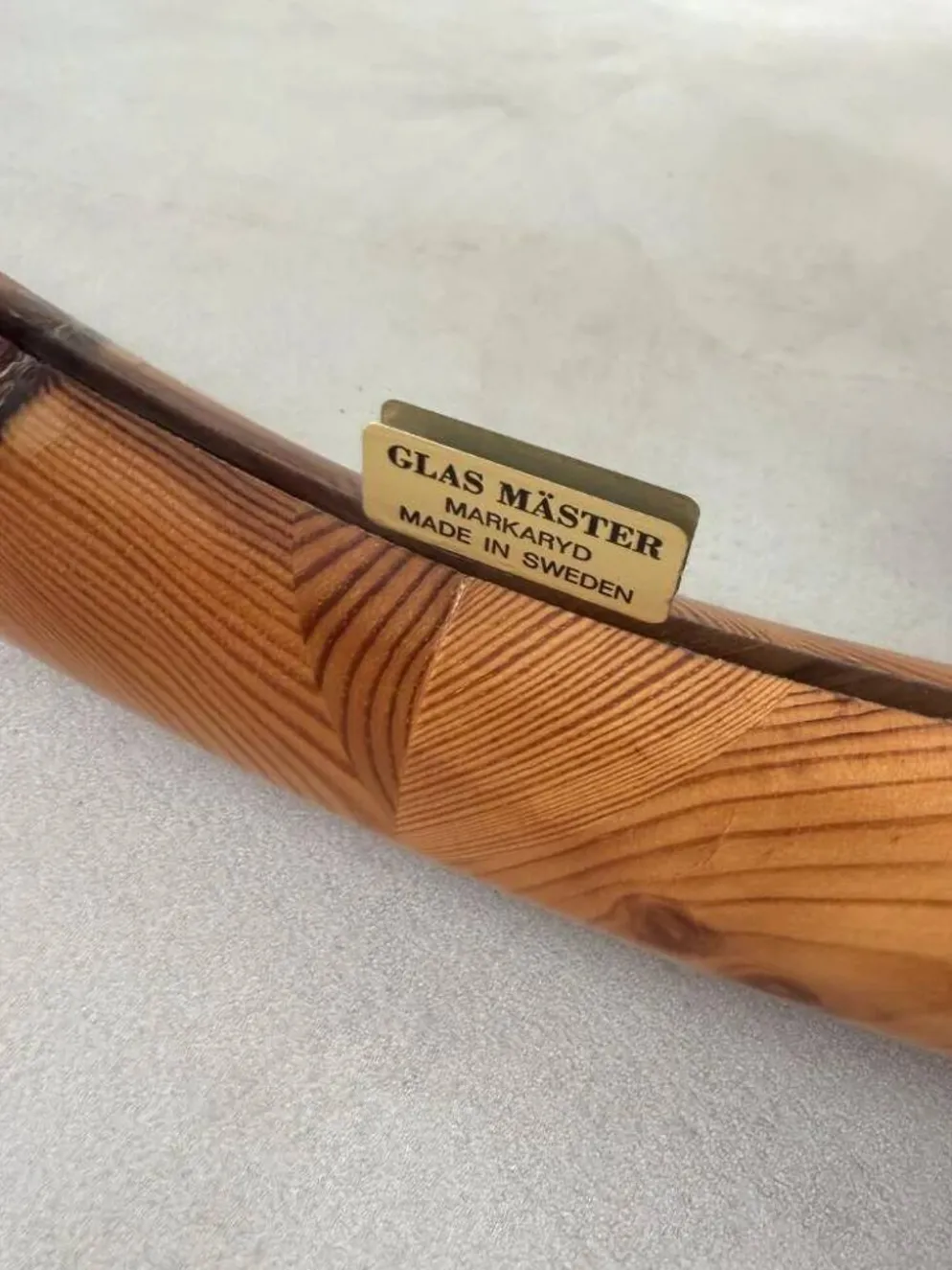 Miroir ovale en pin Glasmaster Markaryd Suède années 1970